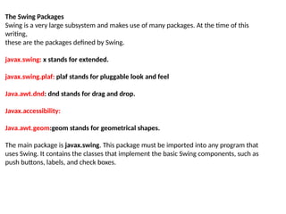 Comprehensive Guide to Java Swing GUI Components and Features | PPTX