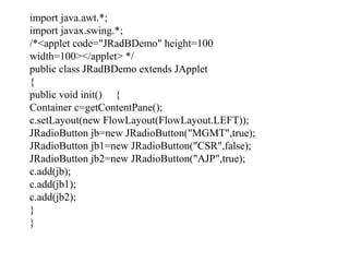 Comprehensive Guide to Java Swing GUI Components and Features | PPTX