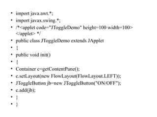 Comprehensive Guide to Java Swing GUI Components and Features | PPTX