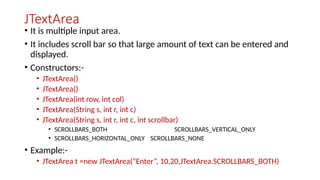 Notes for Java Swing and it's frameworks | PPTX