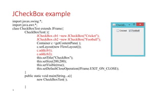 Notes for Java Swing and it's frameworks | PPTX