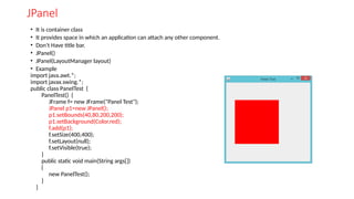 Notes for Java Swing and it's frameworks | PPTX
