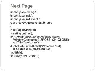 Swing database(mysql) | PPT