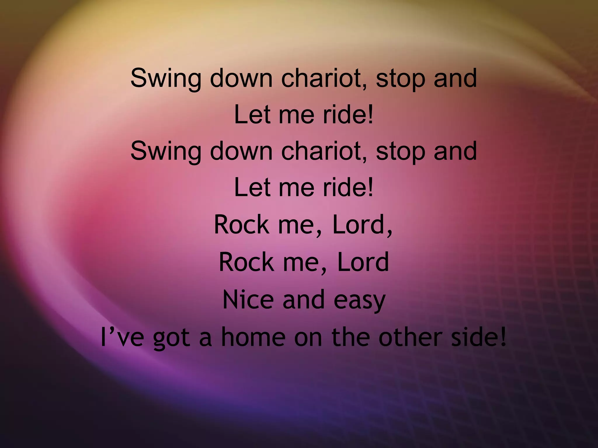 Swing down chariot. | PPS Illustration of an upside-down chariot from a presentation slide, symbolizing the theme of futility and stagnation.