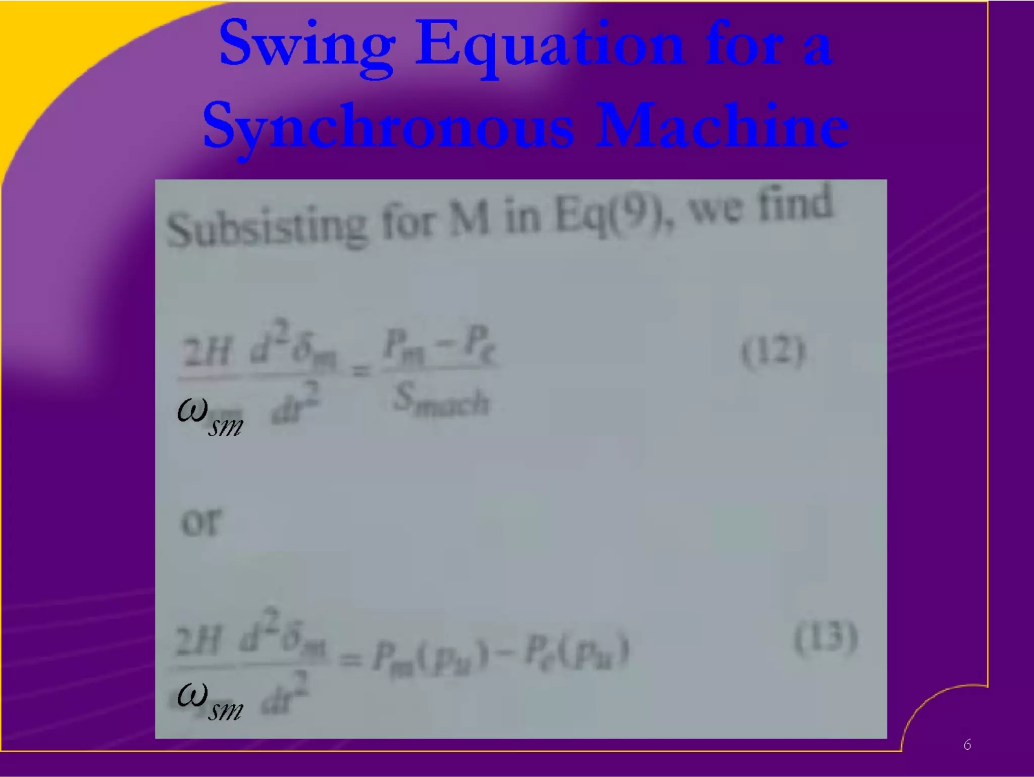 Swing equation and its solutions power angle relationship and its curve ...