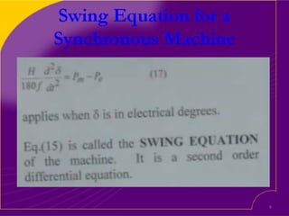 Swing equation and its solutions power angle relationship and its curve ...