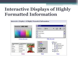 Interactive Displays of Highly
Formatted Information
 