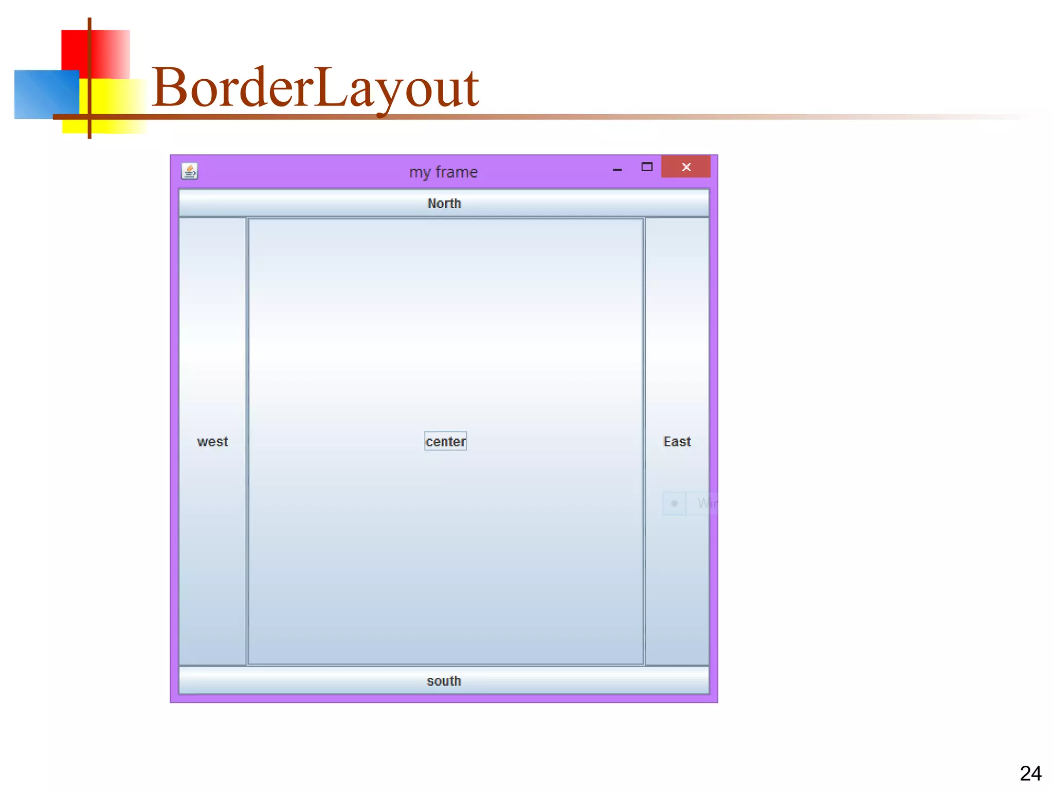 24
BorderLayout
 