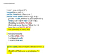 Set Bounds Syntax In Java it's about the swing programs in java language | PPTX
