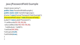 Set Bounds Syntax In Java it's about the swing programs in java language | PPTX