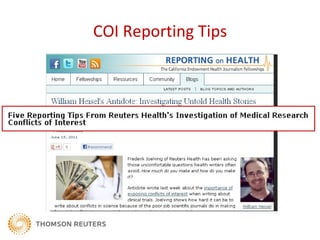 COI Reporting Tips
 