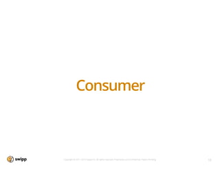 Consumer



Copyright © 2011-2013 Swipp Inc. All rights reserved. Proprietary and Conﬁdential. Patent Pending.   10
 