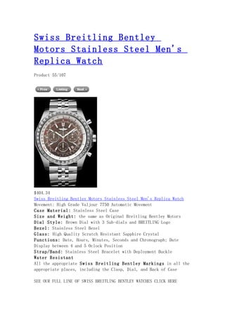 Swiss breitling bentley motors stainless steel men's replica watch