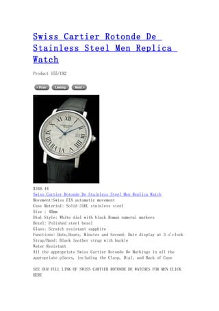 Swiss cartier rotonde de stainless steel men replica watch