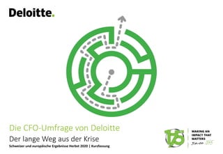 Die CFO-Umfrage von Deloitte
Schweizer und europäische Ergebnisse Herbst 2020 | Kurzfassung
Der lange Weg aus der Krise
 