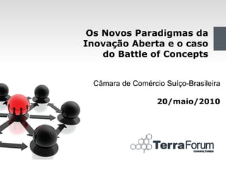 Os Novos Paradigmas da
Inovação Aberta e o caso
    do Battle of Concepts


  Câmara de Comércio Suíço-Brasileira

                   20/maio/2010




                                   1
 