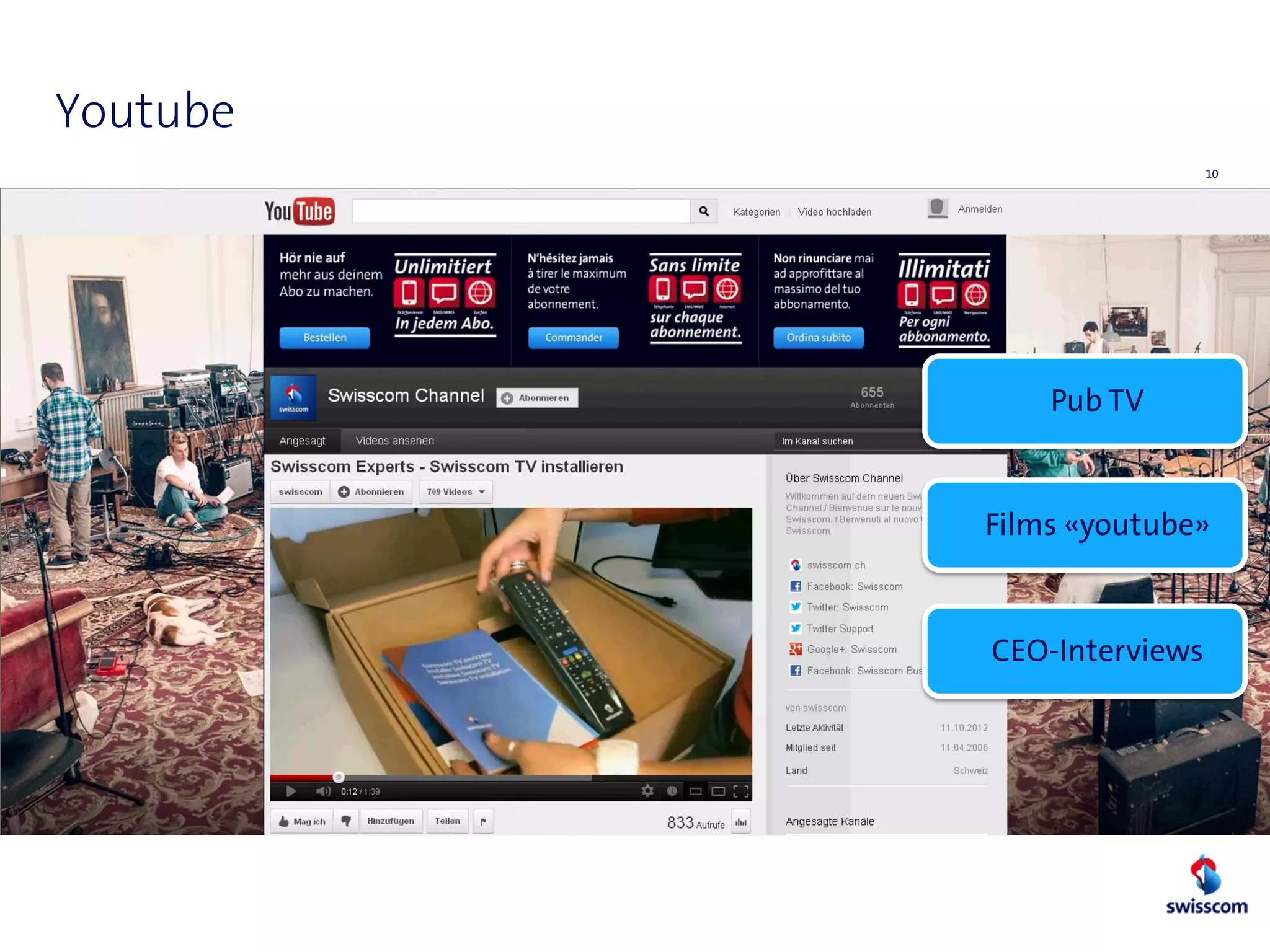 Youtube
dd/mm/yyyy
10
Classification,Firstname&surname,Organization,Filename_Version
Pub TV
CEO-Interviews
Films «youtube»
 