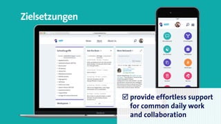 Zielsetzungen
 provide effortless support
for common daily work
and collaboration
 provide effortless support
for common...