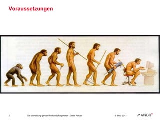 Voraussetzungen




2     Die Vernetzung ganzer Wertschöpfungsketten | Dieter Peltzer   5. März 2013
 