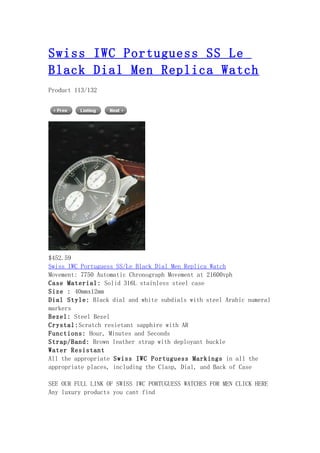 Swiss iwc portuguess ss le black dial men replica watch