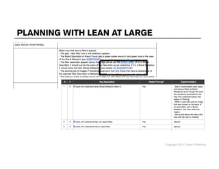 Copyright 2013 Cowan Publishing
PLANNING WITH LEAN AT LARGE
 
