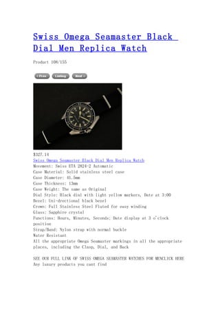 Swiss omega seamaster black dial men replica watch
