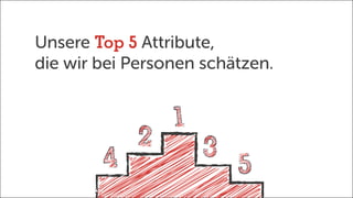 Unsere Top 5 Attribute,
die wir bei Personen schätzen.
 