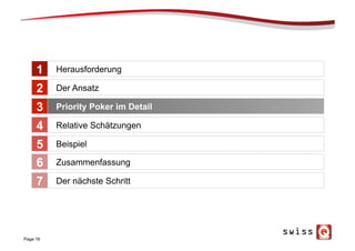 Page 16
Herausforderung
Der Ansatz
Priority Poker im Detail
Relative Schätzungen
Beispiel
1
2
3
4
5
Zusammenfassung6
Der nächste Schritt7
 