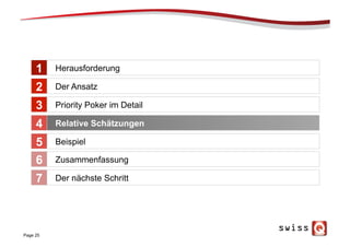 Page 25
Herausforderung
Der Ansatz
Priority Poker im Detail
Relative Schätzungen
Beispiel
1
2
3
4
5
Zusammenfassung6
Der nächste Schritt7
 