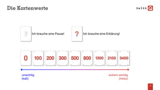 Die Kartenwerte
19
Ich brauche eine Pause! Ich brauche eine Erklärung!
unwichtig
(kalt)
extrem wichtig
(heiss)
 