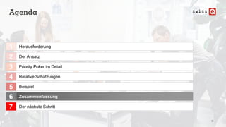 32
Agenda
Herausforderung
Der Ansatz
Priority Poker im Detail
Relative Schätzungen
Beispiel
Zusammenfassung6
Der nächste Schritt7
1
2
3
4
5
 