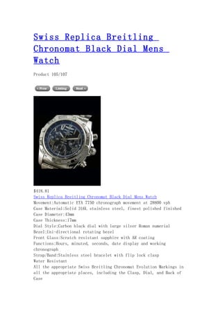 Swiss replica breitling chronomat black dial mens watch