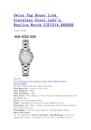 Swiss tag heuer link stainless steel lady's replica watch cjf1314.ba0580