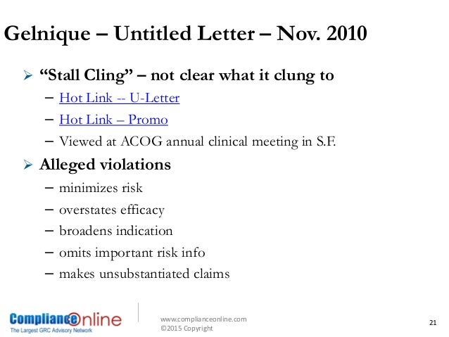 FDA Regulation of Advertising -- FDA Enforcement
