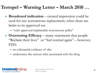 FDA Regulation of Promotion & Advertising -- Part 4: FDA Enforcement ...