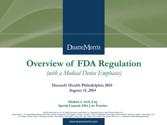 Overview of FDA Regulation of Medical Devices | PDF