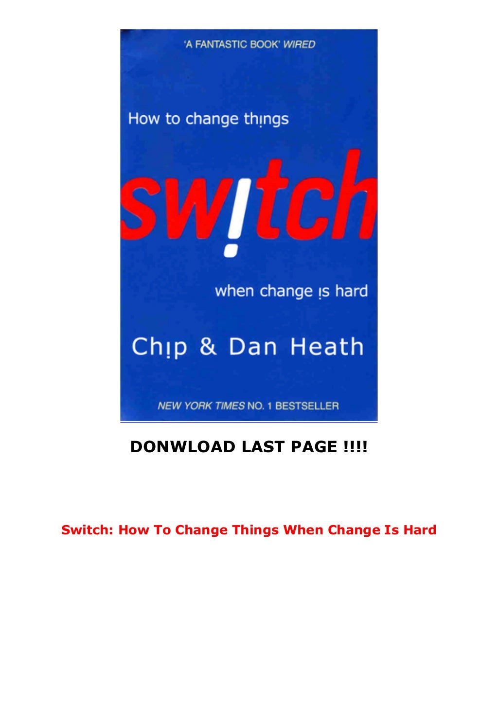 Switch How To Change Things When Change Is Hard