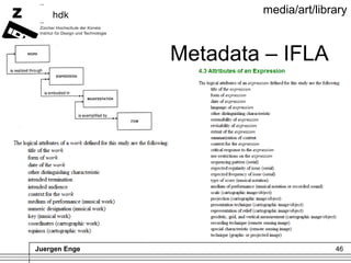 Juergen Enge 46
media/art/library
Metadata – IFLA
 