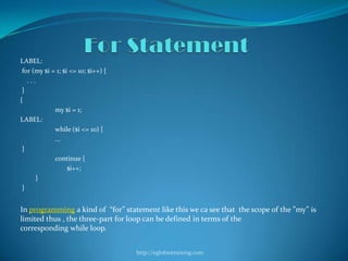 Switch case and looping statement | PPTX