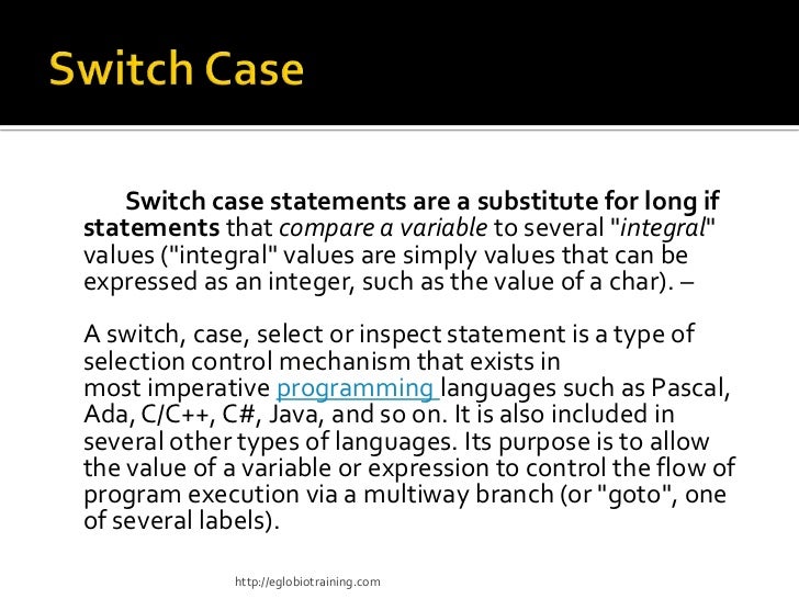 Switch case looping