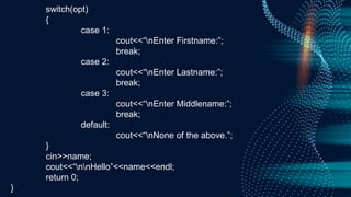 Switch Case Statement in C++ Programming Language | PPT