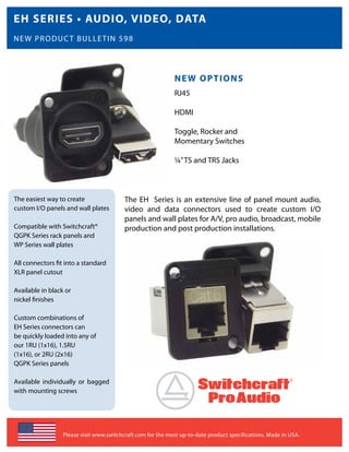 Switchcraft eh series new product bulletin 598 | PDF