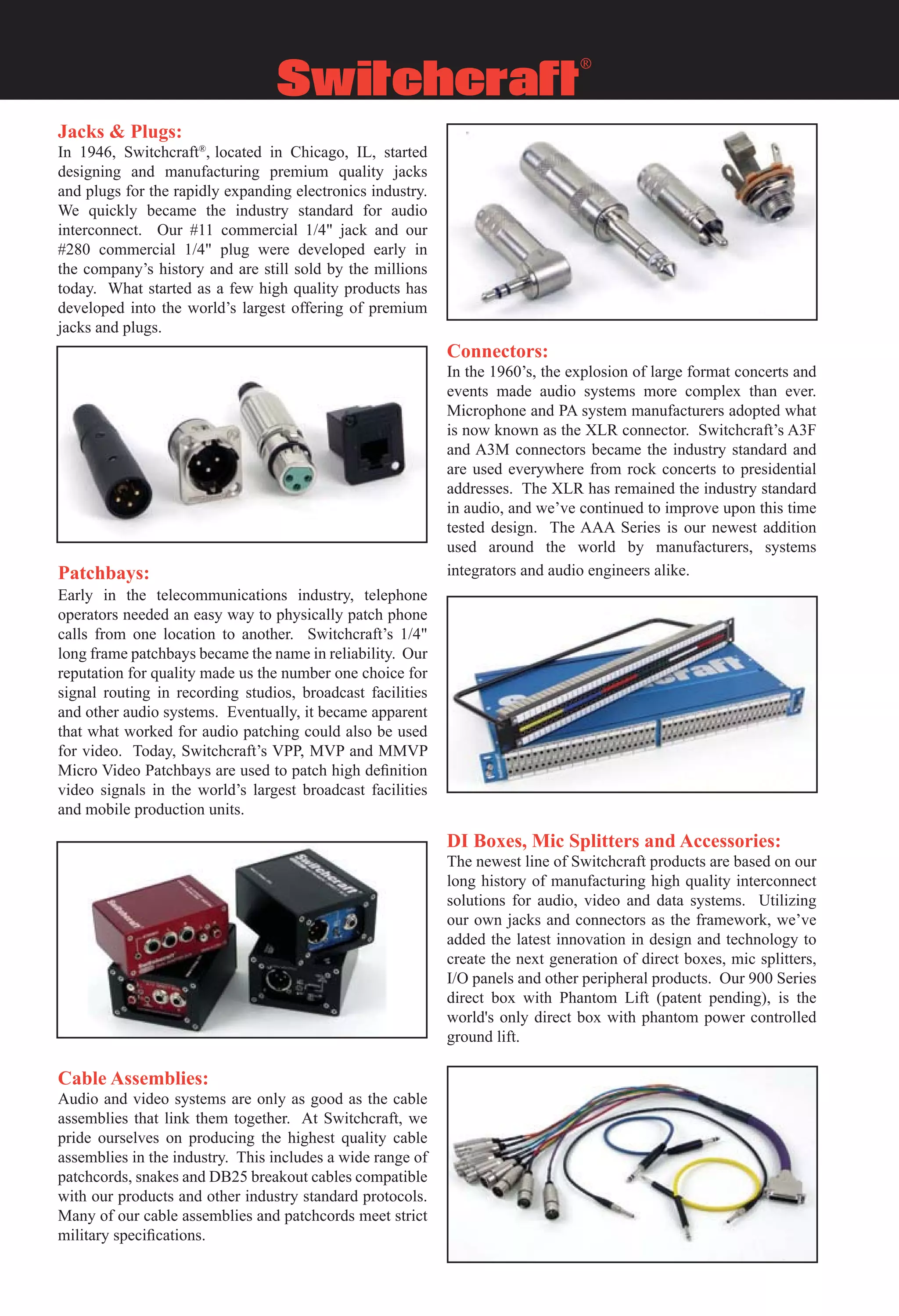 Switchcraft ProAudio Catalog PDF