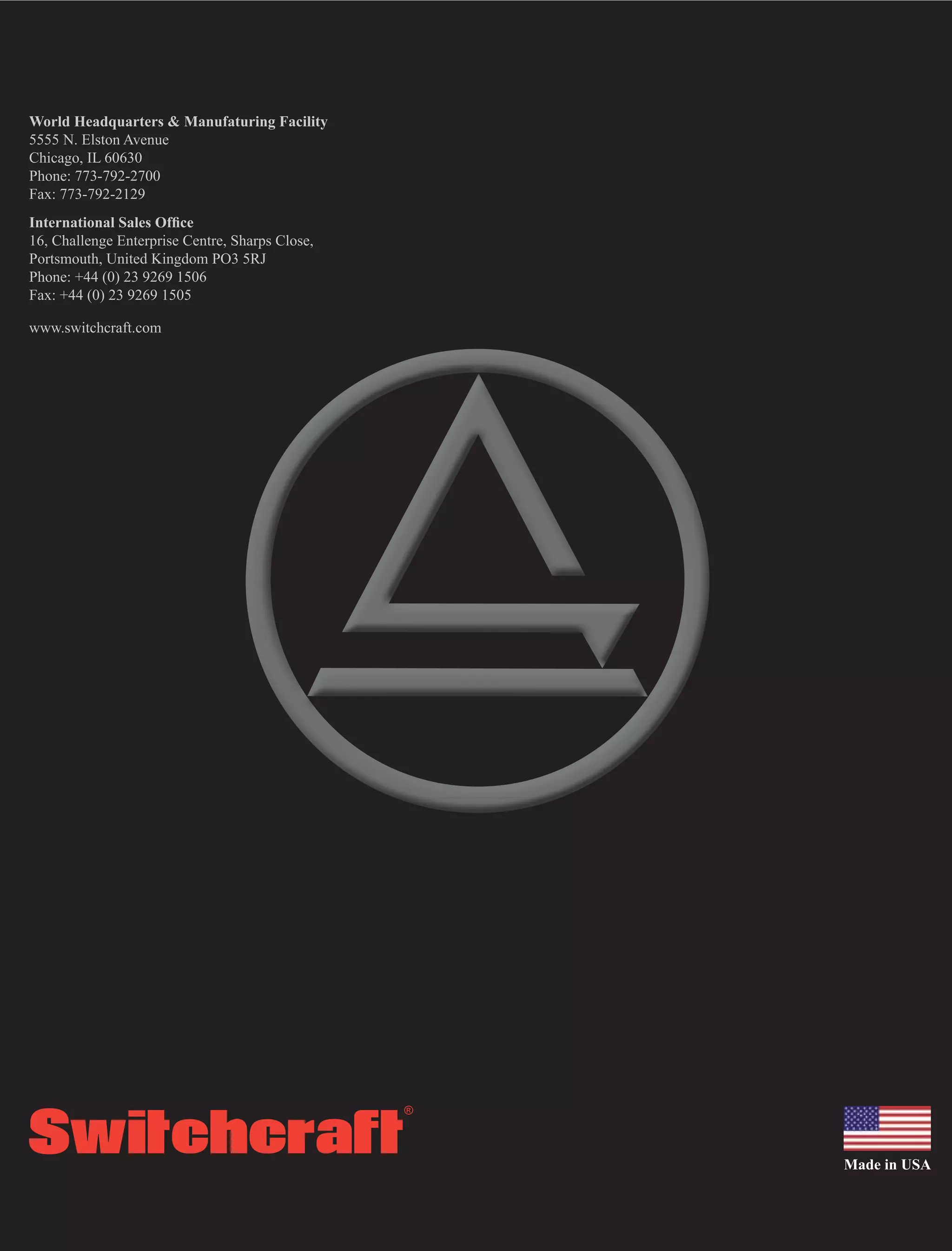 Switchcraft ProAudio Catalog PDF