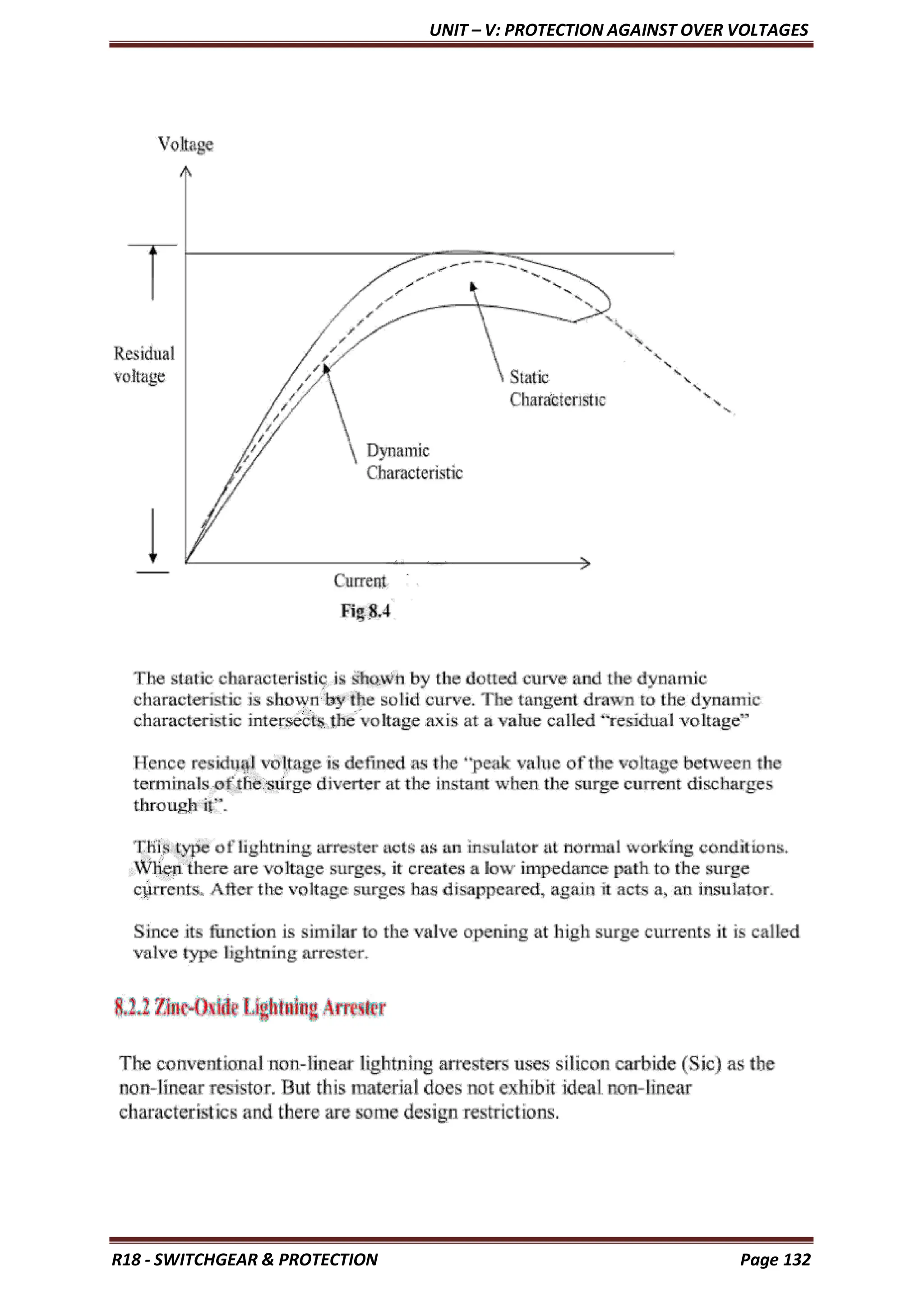UNIT – V: PROTECTION AGAINST OVER VOLTAGES
R18 - SWITCHGEAR & PROTECTION Page 132
 