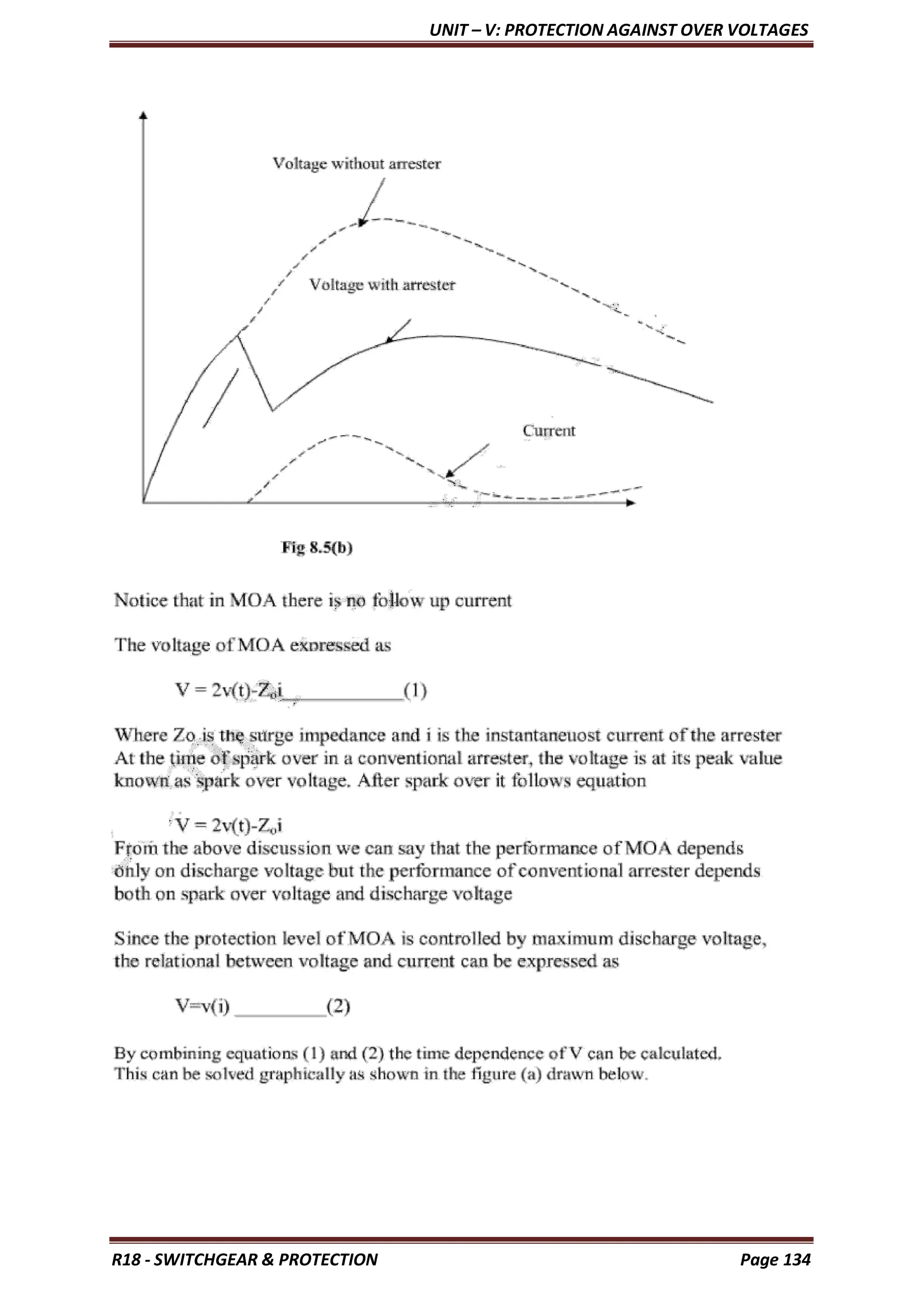 UNIT – V: PROTECTION AGAINST OVER VOLTAGES
R18 - SWITCHGEAR & PROTECTION Page 134
 