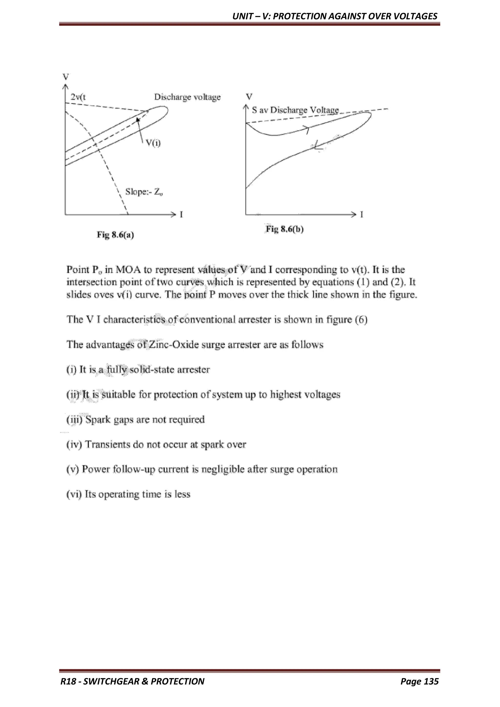 UNIT – V: PROTECTION AGAINST OVER VOLTAGES
R18 - SWITCHGEAR & PROTECTION Page 135
 
