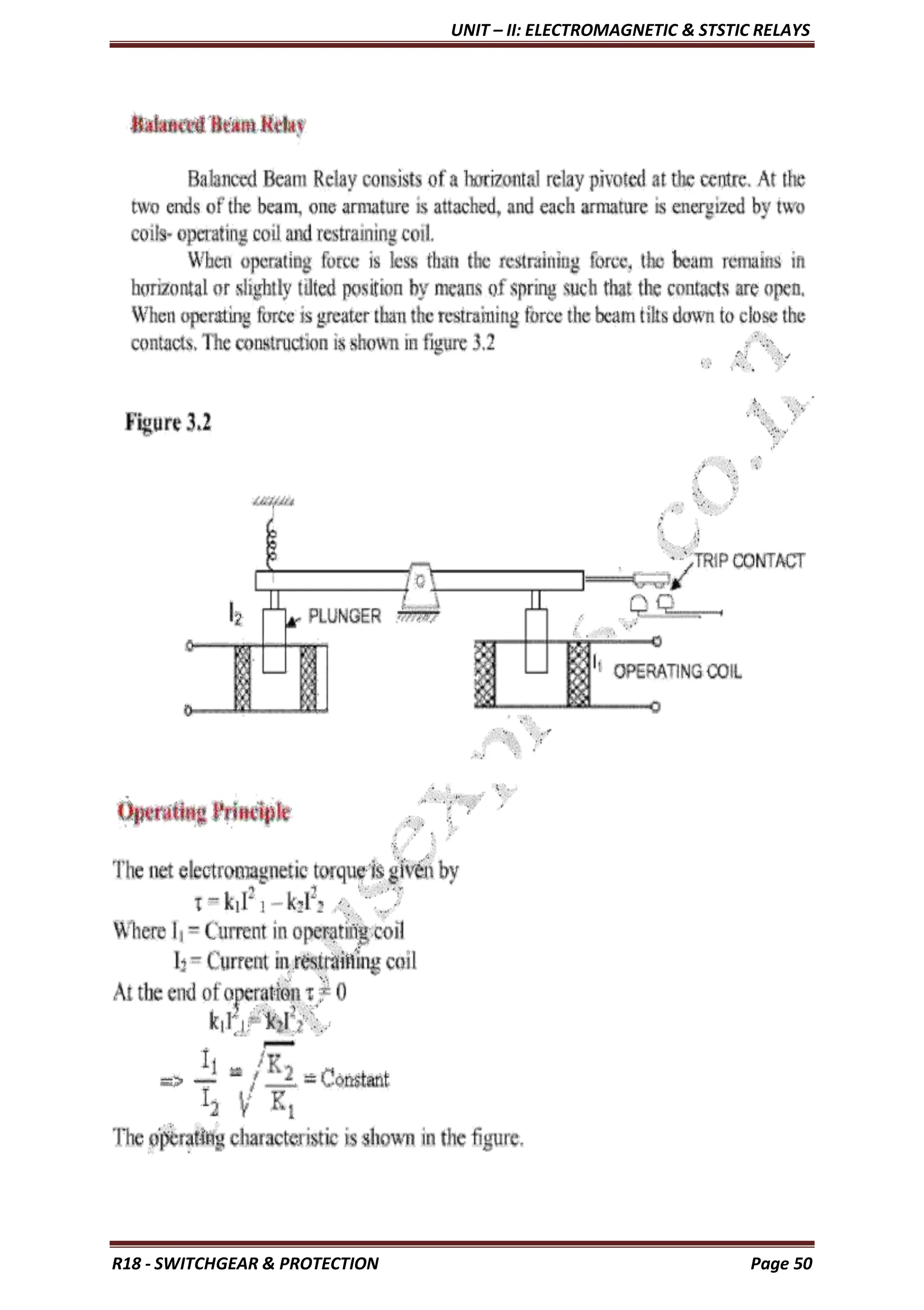 UNIT – II: ELECTROMAGNETIC & STSTIC RELAYS
R18 - SWITCHGEAR & PROTECTION Page 50
 