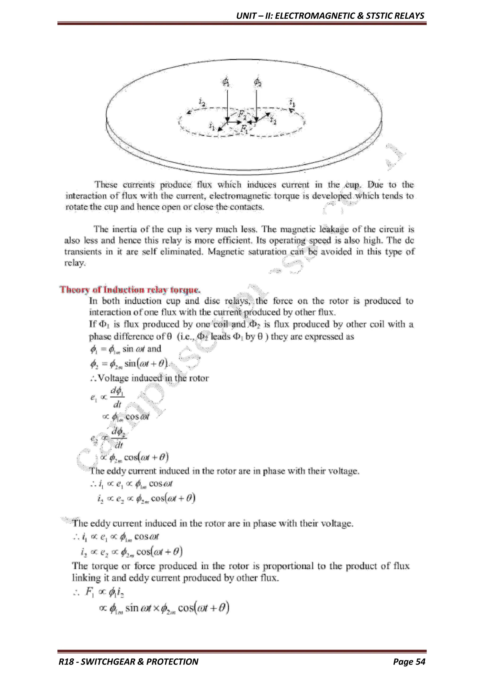 UNIT – II: ELECTROMAGNETIC & STSTIC RELAYS
R18 - SWITCHGEAR & PROTECTION Page 54
 