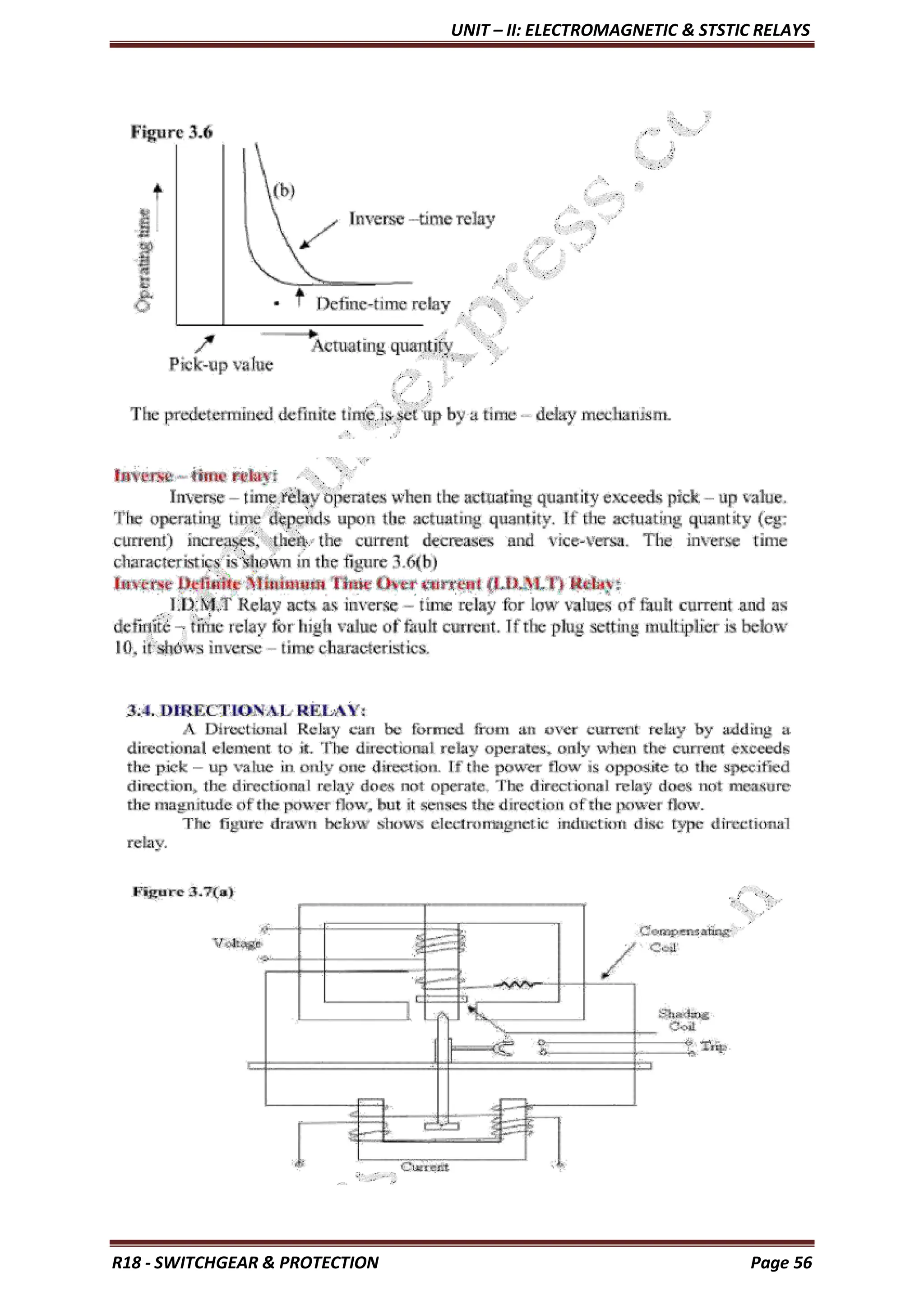 UNIT – II: ELECTROMAGNETIC & STSTIC RELAYS
R18 - SWITCHGEAR & PROTECTION Page 56
 